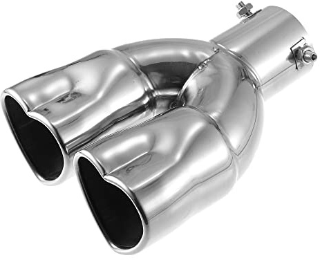 A ABSOPRO Tubo Punta Escape Doble Corazón Forma 2.5 1Pc Para Coche | Fácil Instalación, Reduce Ruido, Mejora Rendimiento, Protege Tubo Original, Entrada 60Mm, Salida 68X65Mm, Longitud 210Mm