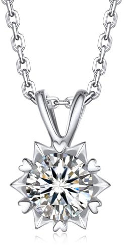 MomentWish Moissanite Kette Damen, 1-2 Karat Moissanit Halskette Damen Silber 925 mit Solitär Anhänger Schmuck Geschenk Muttertag für Frauen