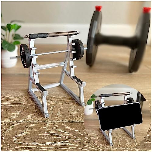 Squat Rack Stifthalter,Bleistifthalter,Langhantel Rack Stiftehalter,Mini Schreibtisch Ornamente Mit Langhanteln,Langhantel Rack Stiftaufbewahrung Für Zuhause,Stiftehalter Schreibtisch, Handy Ständer