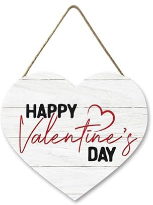 Horienteeon Happy Valentines Day Türschild Dekorationen Holz Liebe Valentinstag Haustür Hängeschild Herzen Holz Türhänger Kranz Zuhause Zimmer Outdoor Wanddekoration 30 × 27 cm