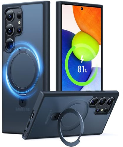 TORRAS Weltneuheit für Samsung Galaxy S24 Ultra Hülle 5G für MagSafe-Ständer (Nr.1 Magnetkraft, Militärischer Schutz) Stoßfest Kratzfeste Samsung S24 Ultra Hülle Ostand All-in-One Case, Schwarz