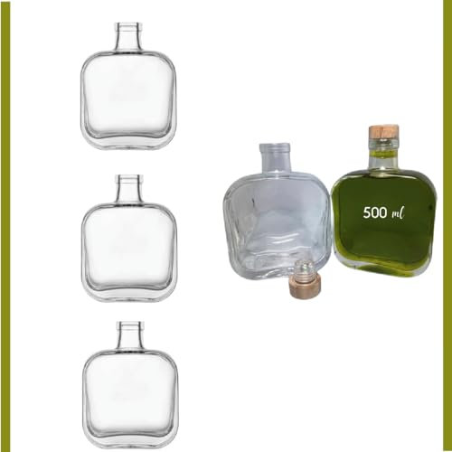 Botella vacia, 500 ml Botella de Vino Botella de Licor Botella de Aceite Botella cerveza, Cristal, tapón, Botella Vidrio, botella elegante, botella diseño, Melanie 500 ml tapon vertedor madera (3)