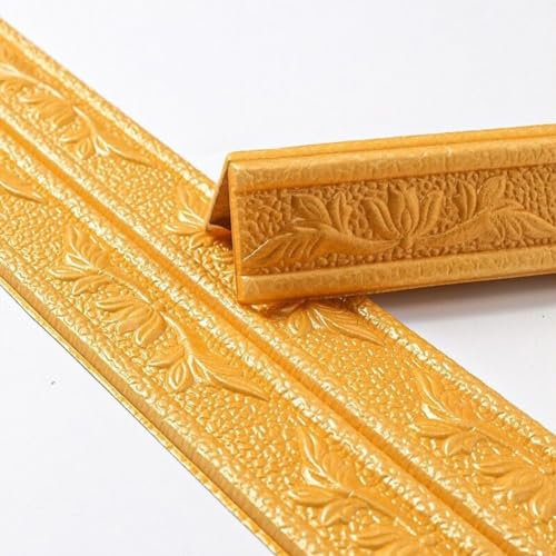 FACAIIO Mehrzweck-Sockelleisten-Aufkleber, wasserdicht, 3D-Fliesen, DIY-Dekoration, langlebige Zierleiste (tiefes Gold), 1232838394