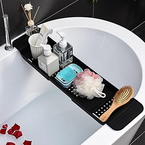 Plateau de baignoire, étagère de bain extensible, plateau de baignoire réglable en plastique, plateau de salle de bain, accessoires de baignoire et gadgets de salle de bain