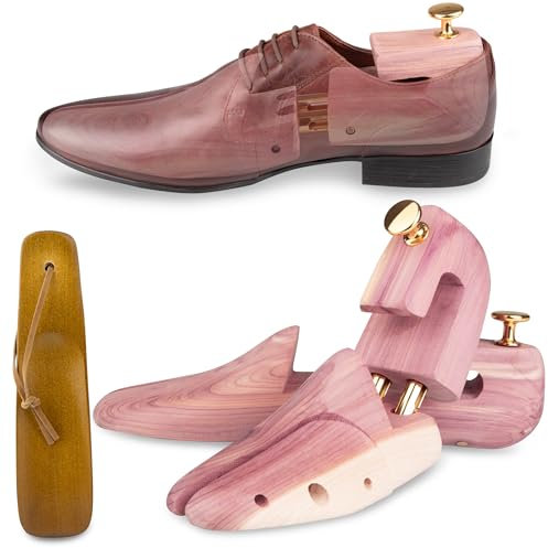 SULPO Premium Tendiscarpe uomo e donna - Allarga scarpe in legno di cedro, calzascarpe in legno incluso - Forme per scarpe con design ergonomico - Lunghezza e larghezza regolabile - Diverse misure