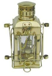 Messing Cargo Lampe - Petroleum poliertes Messing mit Bügel Höhe 25cm