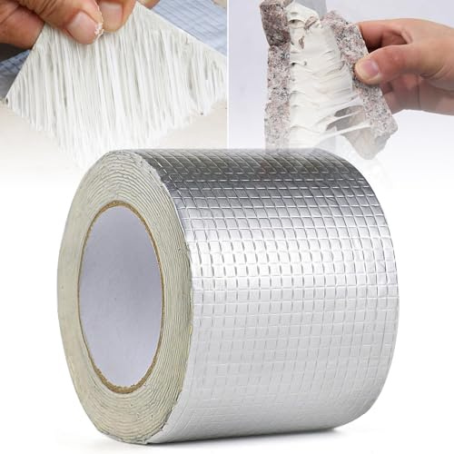 Joaecosmhui Butyle en Étanche Ruban - Ruban Anti Fuite Eau pour Usage Extérieur - Ruban Super Étanche - Caoutchouc Butyle - Adhésif Aluminium Haute Temperature Ruban de Réparation (1.5mm x 10cm x 5cm)