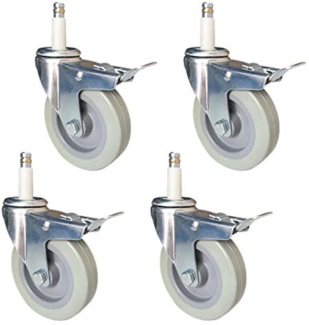 Bürorollen 4-Zoll-Schwerlast-Schwenkmöbelräder, bewegliche Lenkrollen für Trolleys, PU-Speisewagenräder, für Küchen-Hotelwagen-Werkbank, Standardvorbau M11 x 50 mm, Tragfähigkeit 2