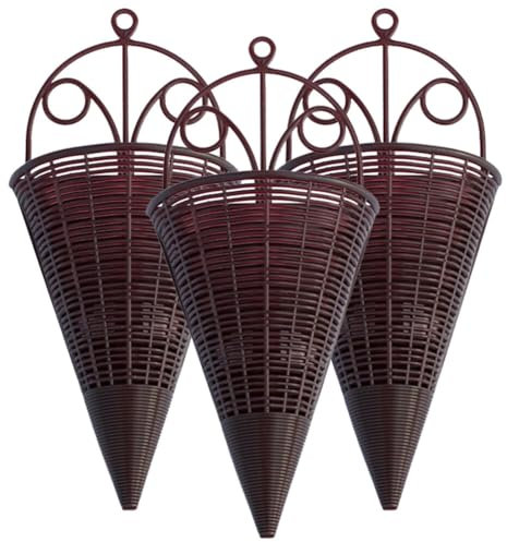 Mipcase 3stücke Wandhängende Orchideen Pflanzkörbe Geflochtenem Material Vintage Rattan Blumentöpfe Für Drinnen Und Draußen Für Blumen Und Grünpflanzen