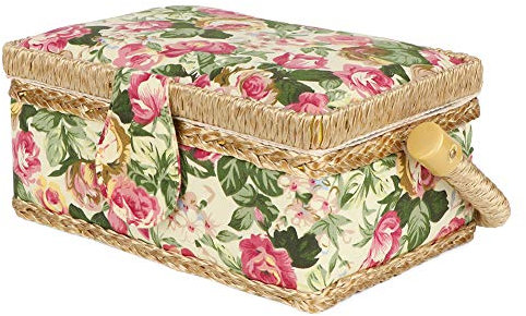 WGFOIP Stoff-Nähkorb, Aufbewahrungs-Nähkorb mit Bequemem Griff, Stilvolles Aussehen für Einfache Aufbewahrung (pastorale Rose)