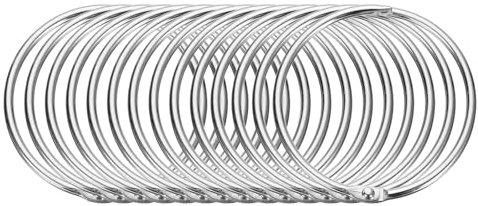 Sourcing Map 14pcs Shower Curtain Rings - 2 Inch ID Iron Round Snap Hooks, Glide Smoothly for Bathroom Curtain Rods, Silver