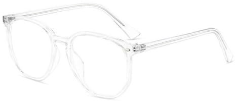 PFINAMC Brillengestell für Damen und Herren, Anti-Blaulicht, polygonal, quadratisch, Brille, Weiß, J