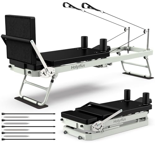 Pro Pilates-Trainingsgerät, 190 cm (75 Zoll), mit Federn und doppelten Widerstandsschnüren, zusammenklappbar, Pilatesausrüstung mit Sprungbrett, verbesserte Pilatesausrüstung für Heimtraining