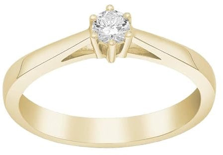 JC Trauringe Damenring Solitär-Ring 585 Gelbgold Verlobungsring mit Diamanten Vorsteckring A116 203BR5 (56 (Ø 17,8 mm), 0.15)