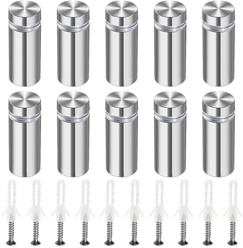 Lyeteung 10 Pezzi 12×30 mm Distanziali per Targhe, Chiodi Pubblicitari in Acciaio Inox, Vite di Vetro Standoff Bulloni Supporto, Pubblicità Viti di Fissaggio, con Vite, per Cartelloni Pubblicitari