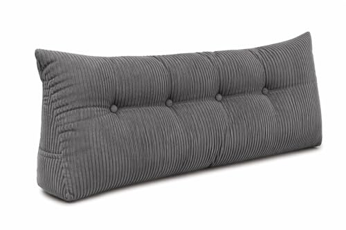 chilly pilley® Stützkissen Cord Rückenkissen Lesekissen Bettkissen Wandkissen Keilkissen Bettstützkissen viele Farben, 140x50x20 (Grau)