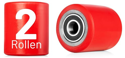 2er Pack Lastrolle PU Laufrolle 80x93mm Rolle Hubwagen Gabelhubwagenrolle Hubwagenrolle Polyurethan rot