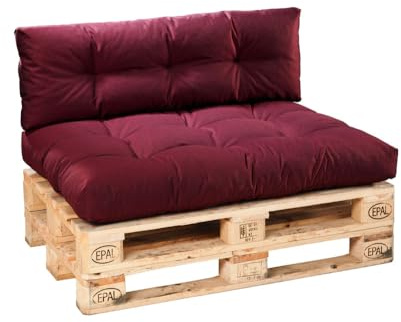 Traumnacht Outdoor Palettenauflagen 2er Set (Sitz + Rücken), Palettenkissen für Palettenmöbel & Palettensofa, bequemes Gartenpolster, rot