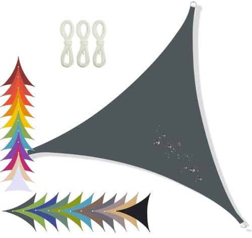 CANYUE Tenda A Vela Triangolare Impermeabile - Vela Ombreggiante Parasole Traspirante E Protezione Solare Raggi UV per Esterno Giardino Terrazza Piscine (Gris Foncé,4x4x4m)