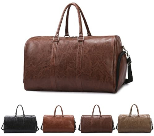 PU-Leder Reisetasche Weekender Herren,Handgepäck, Reise Tasche Große,Fitness Tasche,Duffle Bag (schwarz)