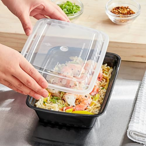 HOT BARGAINS 50 x 24oz Food Storage Containers with Reusable Lids Black Rectangular (50, Rectangular (24oz))