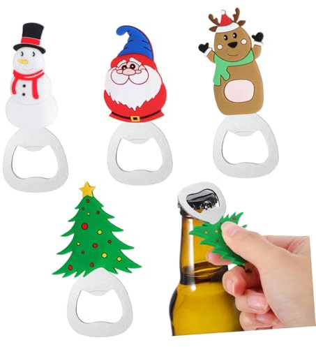 ULTECHNOVO 4pezzi Apribottiglie Natalizi Apribottiglie Portatili Tema di Natale per Regali Festivi e Accessori per Casa