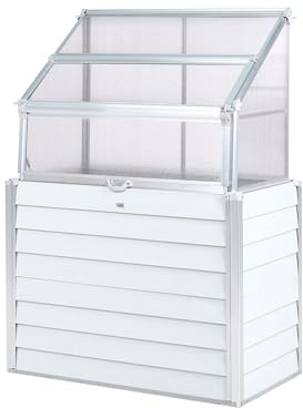 Invernadero de Aluminio para balcón con lecho Elevado Paneles con protección UV Blanco Crema Navoli