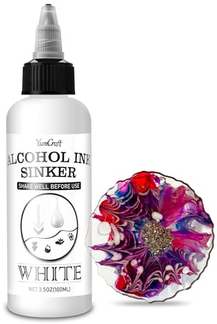 Alcohol Ink, 100ML Alkohol Tinte für Epoxidharz, Weiß Konzentrierte Epoxidharz Malerei Farbfarbe für Fluid Art und Kalligraphie und Kunstprojekte, Untersetzer, Acrylmalerei, Becherherstellung