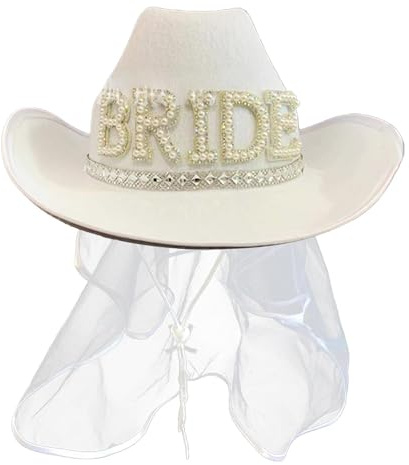 Flkiglm Cowboyhut | Weißer Cowboyhut Für Hochzeit Und party | Damen Kostümzubehör Für Festivals Partys Verkleidung