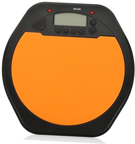 Elektronisches Drum Pad mit LCD Display, Digitales Metronom | Stoßfestes Silikon Übungspad, Tragbar mit Tap Tempo Funktion, Orange Farbe, zum Üben