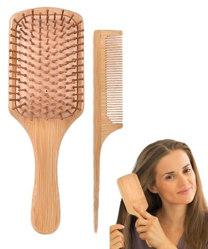 Ensemble De Brosses À Cheveux Naturels, Brosse À Cheveux Démêlante | Peigne Démêlant À Palette 2 Pièces | Brosse À Cheeveux Épais Et Bouclés, Brossse À Cheveeux Lissante Et Démêlante, Massage Fin Du