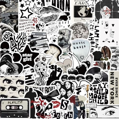 50 Pieces Vintage Aesthetic Stickers Set Cute Waterproof Vinyl Graffiti Craft Stickers for Decrating Scrapbook Journal Laptop Water Bottle Guitar Skateboard for Adults Teens Girls (Style E)