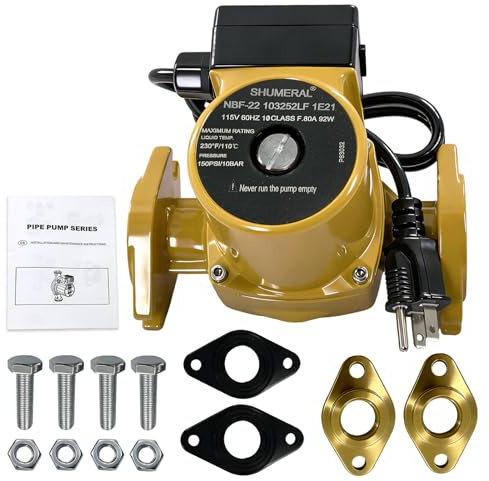 Circulator Pump 103252LF Compatible with Bell & Gossett NBF-22, 115V 1/25 HP 1 NPT 60Hz, Lead-Free Bronze Recirculating Pump for Residential and Light Commercial Heating and Potable Water Systems