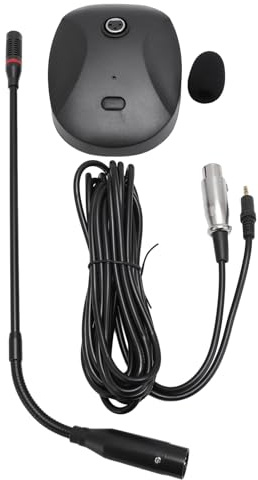 ETYUDPABV Microfono a condensatore a collo d’oca, microfono da tavolo cardioide con collo flessibile e base stabile, connettore XLR per discorsi, lezioni, videoconferenze; include paravento