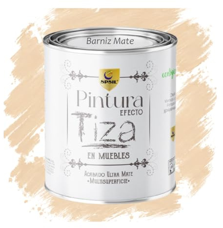 SPSIL Pintura a la Tiza Barniz Mate 750ml Multiusos Sin Lijado, Secado Rápido Lavable Ecológica, Mate Vintage para Madera Metal Yeso, Interiores Exteriores Bricolaje y Renovación de Muebles