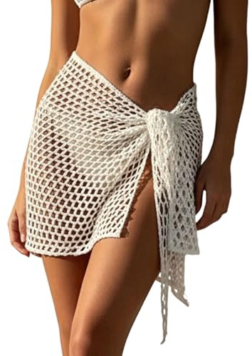 Abito Copricostume da Spiaggia Trasparente con Protezione Solare UPF, Gonna Avvolgente Leggera con Dettagli Cut-out, Ideale per L'Estate e Il Mare, vestibilità Morbida e Traspirante per Donna (White,