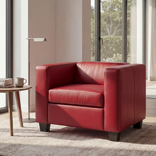 Mendler Sessel Loungesessel Lille - Kunstleder, rot