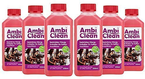 AmbiClean Universal-Entkalker für Kaffeevollautomaten, Kaffee-Maschinen, Wasserkocher etc. | 100% Natürlich | Made in Germany | Für Jura, Siemens, Delonghi, Krups, Melitta, Bosch uvm.| 6 x 250ml