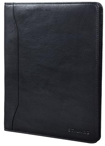 STILORD 'Scott' Vintage Dokumentenmappe Echtes Leder Schreibmappe 12,2 Zoll DIN A4 Hochwertige Aktenmappe mit Reißverschluss, Farbe:schwarz