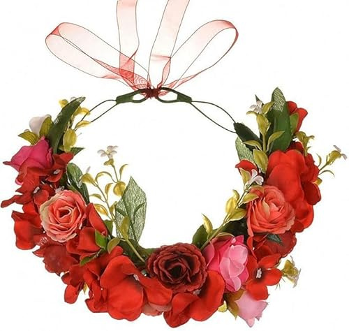 Ulalaza Justerbart blomma pannband krans blommig girlang krona huvudbonad boho brud hårband för bröllopsfest höst solros