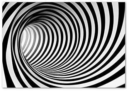 Tulup Glas-Bild Wandbild aus Glas - Wandkunst - Wandbild hinter gehärtetem Sicherheitsglas - Dekorative Wand für Küche & Wohnzimmer 100x70 - Kunst: modern & klassisch - 3D-Tunnel - Schwarzweiß