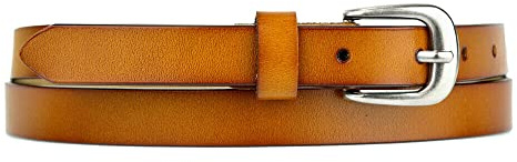 Zakatte • Schmaler schlichter Damen Gürtel aus Leder (105 cm, Cognac)
