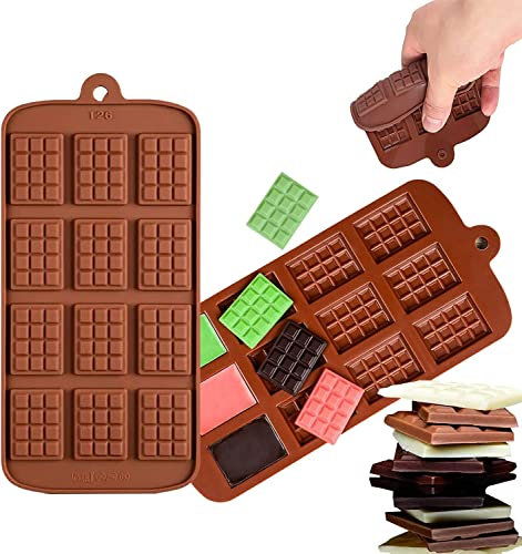 Waffle Chocolate Moulds Break-Apart Mini Waffle Silicone Molds 3 Pack 12-Cavity Chocolate Molds Non-Stick Reusable DIY Baking Molds for Ice Cube Candy Chocolate Baking Kitchen Mold