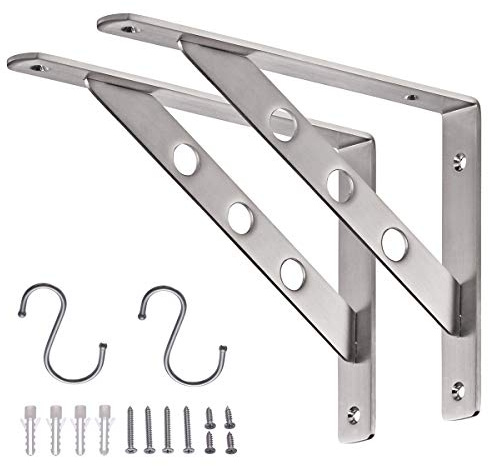 YUMORE Staffe per Mensole Pesanti 25cm Supporto per Mensole a Parete Inox