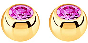 2x Piercing Schmuck Verschluss Kugel Gold mit gefaßtem Zirkonia