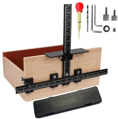 Lonfu Cabinet Hardware Jig for Handles, Adjustable Template with Convenient and Precise Installation for Door and Drawer Knobs,Pulls,Tool Accessories Jig of Aluminum Alloy