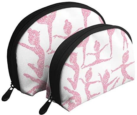 Trousse de Maquillage Rose de Gymnastique, Pochette de Voyage pour Femmes et Filles