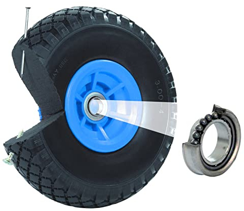 TRUTZHOLM Sackkarrenrad 260x85mm Vollgummi 3.00-4 PU Ersatzrad für Sackkarre mit Kunststofffelge (Blau, versetzte 60 mm Nabe)