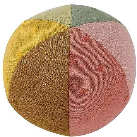 Fehn Activity Balle en tissu - avec mélange de matériaux et hochet - Balle pour stimuler la motricité - Jouets pour bébés et jeunes enfants dès 0 mois