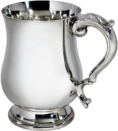 I LUV LTD Étain Chope 1 Pinte Géorgien et Fonctionnalité Touchmark Pur Lourd Jauge Bière Chope Possibilité de Gravure Cadeaux Personnalisés pour Hommes et Femmes